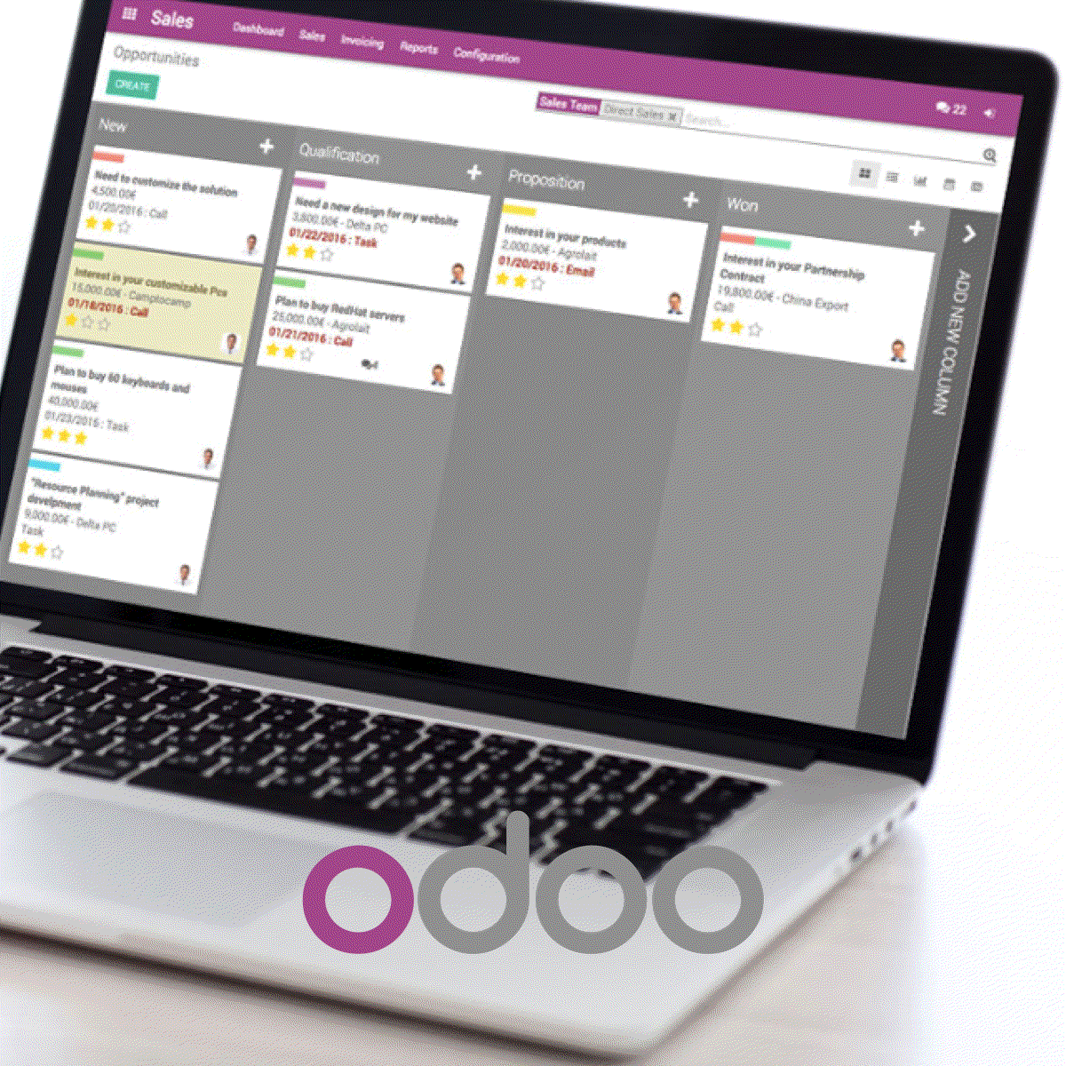 Odoo - Voorbeeld 1 voor drie kolommen